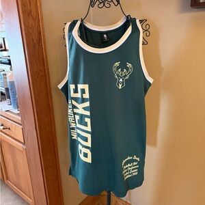 NBA Milwaukee Bucks Green and White Jersey size medium